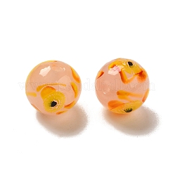 手作りランプワークビーズ連売り  花模様の丸  アンティークホワイト  12mm  穴：1.2~1.6mm  約33個/連  14.96''（38センチメートル）&nbsp;LAMP-G162-08A-08