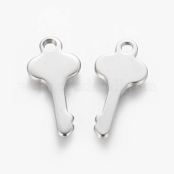 変色しにくい201ステンレススチールペンダント  キー  ステンレス鋼色  24x11.5x1.5mm  穴：2.5mm&nbsp;STAS-L233-025P