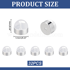真鍮製イヤーナット32個  シリコーンパーツあり  半円  プラチナ  5.5x4mm&nbsp;KK-ME0003-62P