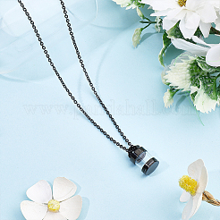 304 Stainless Steel with Glass Cylinder Bottle Urn Ashes Pendant Necklaces&nbsp;NJEW-ME0001-27EB