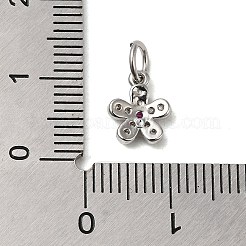 ラックメッキ真鍮チャーム  キュービックジルコニア付き  鉛フリー＆カドミウムフリー  花  プラチナ  9x7.5x2mm&nbsp;KK-M271-07P