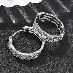 Brass Clear Cubic Zirconia Rectangle Hoop Earrings&nbsp;EJEW-D320-06P