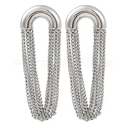 304ステンレススチールタッセルチェーンスタッドピアス（女性用）  ステンレス鋼色  55.5x19.5mm&nbsp;EJEW-U023-07P