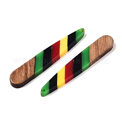 Jamaican Colour Epoxy Resin & Walnut Wood Pendants&nbsp;RESI-N039-122F