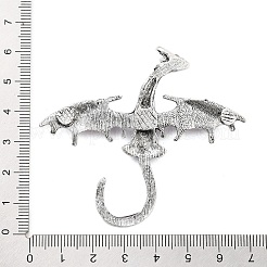 合金ラインストーンカボション  ドラゴン  アンティークシルバー  パープル  57x67.5x9mm&nbsp;FIND-U016-01AS-01