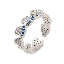 Brass Micro Pave Cubic Zirconia Cuff Rings&nbsp;RJEW-P169-03P