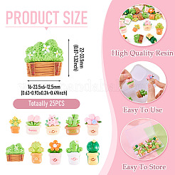 25Pcs Opaque Resin Plant Cabochons&nbsp;RESI-TA0005-39