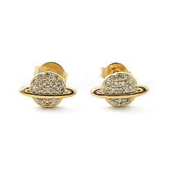 Brass Micro Pave Clear Cubic Zirconia Stud Earrings&nbsp;EJEW-A128-03G