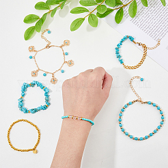 6Pcs 6 Style Alloy Flower Charm Bracelets Set&nbsp;BJEW-FI0001-79