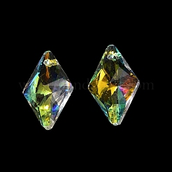 ガラスチャーム  菱形  ABカラー  多面カット  クリアAB  19x12x5.5mm  穴：1.2mm&nbsp;GLAA-I057-14A