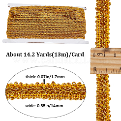 13mメタリックヤーンリボン  ジャカードリボン  ムカデレースリボン  服飾材料  ゴールデンロッド  1/2インチ（14mm）  約14.22ヤード（13m）/カード&nbsp;OCOR-WH0058-59A