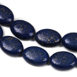 合成ハウライト模造ラピスラズリビーズ連売り  フラットオーバル  染め  ブルー  25x18x9.5mm  穴：1.4mm  約17個/連  15.67''（39.8センチメートル）&nbsp;G-S393-11A-18x25