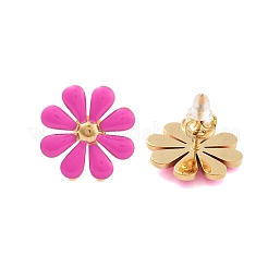 304ステンレススチールエナメルスタッドピアス  花  ゴールドカラー  カメリア  18x18mm&nbsp;EJEW-S226-03G-01