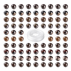 100個8mmナチュラルレッドタイガーアイアンラウンドビーズ  10mの弾性水晶糸付き  DIYストレッチブレスレット作成キット用  8mm  穴：1mm&nbsp;DIY-LS0002-20