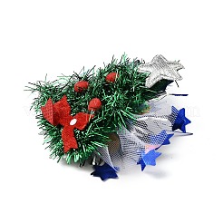 クリスマステーマのグリッターフェルト生地のワニのヘアクリップ  鉄クリップ付き  クリスマスツリー  76x75x16.5mm&nbsp;PHAR-U002-01E