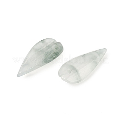 天然石翡翠ペンダント  彫刻された葉のチャーム  22.5x10.5x2.5mm  穴：1.2mm&nbsp;G-Z065-04