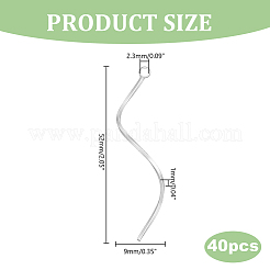 40Pcs Brass Wavy Eye Pins&nbsp;KK-HY0004-52S