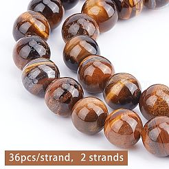 グレードabナチュラルタイガーアイラウンドビーズ連売り  10~10.5mm  穴：1.2mm  約36個/連  15.5インチ  1連&nbsp;G-OC0001-78B