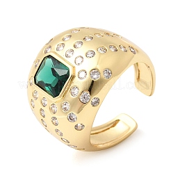 Brass Micro Pave Cubic Zirconia Cuff Open Rings for Women&nbsp;RJEW-L343-03G-04