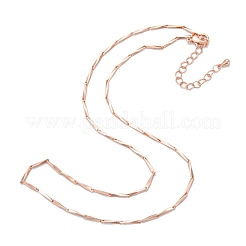 真鍮棒リンクチェーンネックレス  長持ちメッキ  ローズゴールド本金メッキ  15.94インチ（40.5cm）&nbsp;NJEW-K123-01RG
