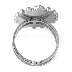 変色しない304ステンレススチールオープンカフリング部品  ベゼルカップリングのセッティング  オーバル  ステンレス鋼色  usサイズ6 1/4(16.7mm)  トレイ：12x8mm&nbsp;LS-STAS-Q308-04P