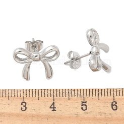 PVD真空メッキ304ステンレススチールスタッドピアス  蝶結び  本金メッキ&ステンレススチールカラー  12.5x16mm&nbsp;EJEW-C099-18GP
