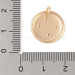 透明なキュービックジルコニアペンダント付き真鍮  丸カン付き  フラットラウンド  天秤座  15.5x2mm  穴：3.5mm&nbsp;LS-KK-N256-24G-G