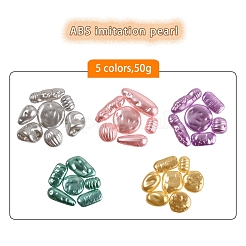 50g 5 Colors ABS Plastic Imitation Pearl Beads&nbsp;OACR-YW0001-24