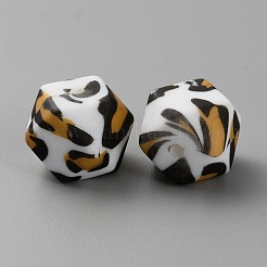 ヘキサゴンとヒョウ柄のシリコンビーズ  ペルー  14x14x14mm  穴：2mm&nbsp;SIL-CJC0010-04B