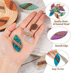 12Pcs 6 Colors Transparent Resin & Walnut Wood Big Pendants&nbsp;WOOD-TA0002-46