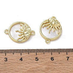 Brass & Natural White Shell Connector Charms&nbsp;KK-CBA56EF-18G