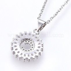 Brass Micro Pave Cubic Zirconia Initial Pendant Necklaces&nbsp;NJEW-H486-30P-C