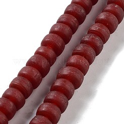 手作りのネパールランプワークビーズ  艶消し  コラム  暗赤色  10x6.5~7mm  穴：2.8mm  約94個/連  25.39''（64.5センチメートル）&nbsp;LAMP-Z008-08A