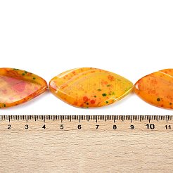 染め加工天然石瑪瑙ビーズ連売り  葉  ダークオレンジ  48~51x23~26x5~7mm  穴：2mm  約7個/連  13.78''（35センチメートル）&nbsp;G-U029-E01