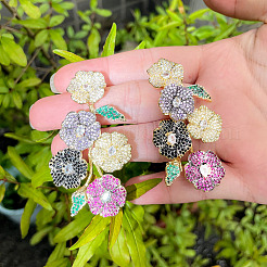 Brass Cubic Zirconia Stud Earrings&nbsp;FS-WGD1E91-01