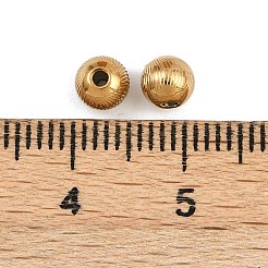 304ステンレススチールビーズ  イオンプレーティング（ip）  ラウンド  ゴールドカラー  5x4.5mm  穴：1.2mm&nbsp;STAS-K311-01A-G