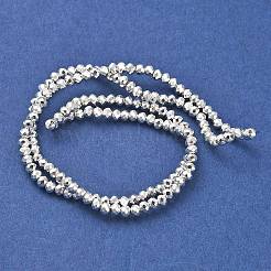 電気メッキガラスビーズセット  多面カット  ロンデル  銀  3x2.5mm  穴：0.8mm  約136~144個/連  35~36cm&nbsp;EGLA-D030-15A-06