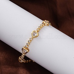 Rack Plating Brass Micro Pave Cubic Zirconia Link Bracelets for Women&nbsp;BJEW-C086-02G