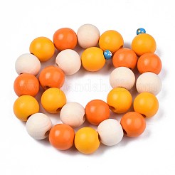 Halloween Spray Painted Natural Wood Beads Strands&nbsp;WOOD-S053-55B