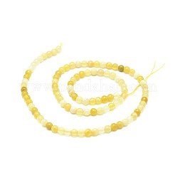 天然石イエローオパールビーズ連売り  ラウンド  グレードA  4mm  穴：0.7mm  約100個/連  15.94インチ（40.5cm）&nbsp;G-F674-07A-4mm