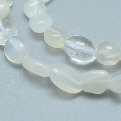 天然ホワイトムーンストーンビーズ連売り  タンブルストーン  ナゲット  5~12x6~7mm  穴：0.8mm  約46~57個/連  15.16インチ（38.5cm）&nbsp;G-L550A-01