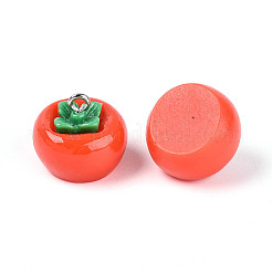 不透明樹脂ペンダント  柿の魅力  プラチナアイアンループ付き  レッドオレンジ  14.5~16x17.5~18.5mm  穴：2mm&nbsp;RESI-N051-05
