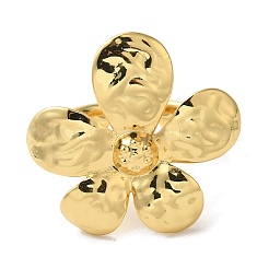 Flower Rack Plating Brass Cuff Rings for Women&nbsp;RJEW-G323-06G