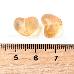 透明なアクリルビーズ  ハート  ツートン  オレンジ  10x13x9mm  穴：1.6mm  約714個/500g&nbsp;MACR-K359-50C