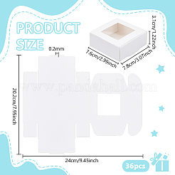 紙の包装箱  プラスチック窓付き  正方形  ホワイト  7.6x7.8x3.1cm&nbsp;CON-WH0085-131C