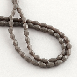 ガラスビーズ連売り  多面カット  ティアドロップ  グレー  5x3mm  穴：1mm  約99~101個/連  19.7インチ&nbsp;GLAA-Q042-45