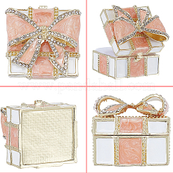 Square Bowknot Alloy Enamel with Crystal Rhinestone Jewelry Magnetic Storage Boxes&nbsp;CON-SP0001-32A