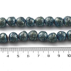 電気メッキされた天然溶岩岩ビーズ連売り  ラウンド  メッキグリーン  10mm  穴：1.6mm  約43個/連  16.14''（41センチメートル）&nbsp;G-A251-D01-01A