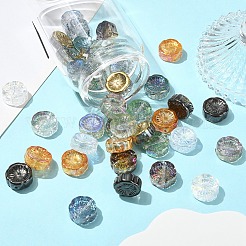 フルレインボーメッキ電気メッキガラス透明ビーズ20個  花  ダークオレンジ  14x14.5x5.5mm  穴：1.2mm&nbsp;EGLA-YW0005-20