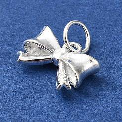 スターリングシルバーの蝶結びチャーム925個  丸カン＆スタンプ925個付き  銀  10x13x4mm  穴：4mm&nbsp;STER-M119-05A-S